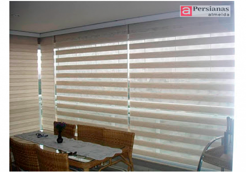 Persiana Double Vision / Tecido Mescla / Cor Areia