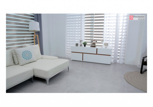 Persiana Double Vision / Tecido Basic / Cor Platina